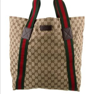 Authentic GUCCI GG Canvas Web Tote with stripes 😘